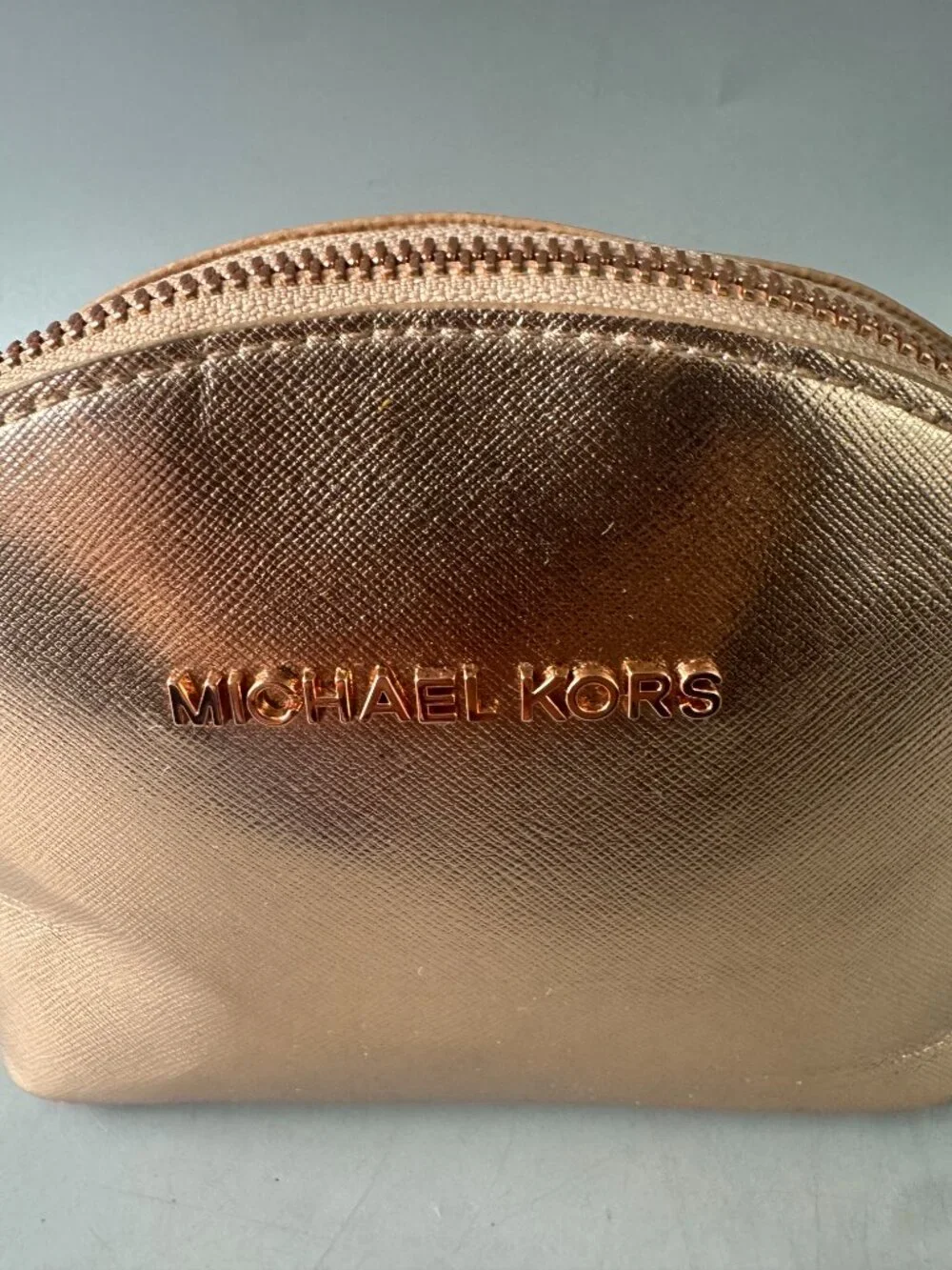 MICHAEL KORS MK Jet Set Travel Large Leather Cosmetic Pouch-Rose Gold